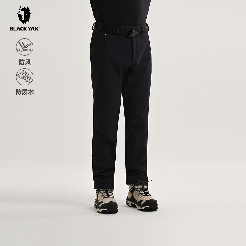 BLACKYAK/布来亚克2025秋冬新款户外软壳裤保暖加绒男裤WYM341W