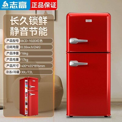 志高复古冰箱家用小型网红高颜值家用双门冰箱节能冷藏冷冻小冰箱