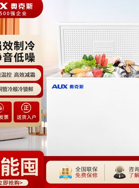 奥克斯210/272L冰柜家用商用卧式大容量冷藏冷冻两用双温保鲜冷柜
