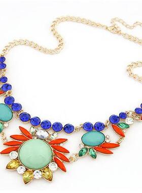 欧美复古波西米亚风夸张爪嵌镶钻华丽时尚宴会礼服舞台项链女饰品