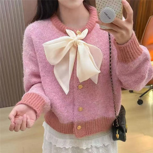 小香风软糯短款 上衣 毛衣外套女2025秋冬新款 慵懒风小个子针织开衫