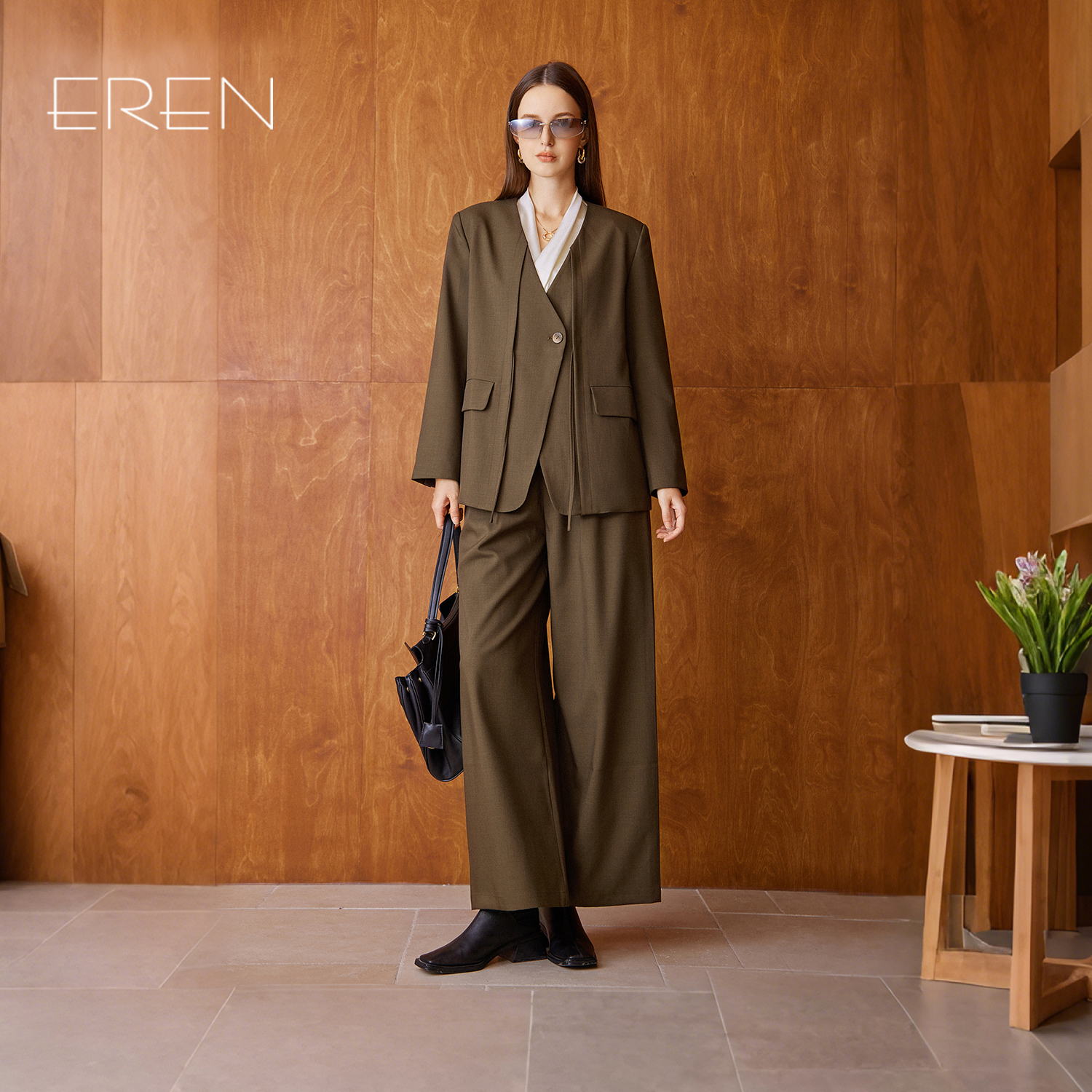 EREN一粒扣西装+西裤两件套装