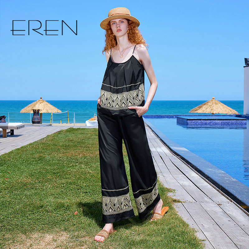 EREN夏季小个子穿搭休闲阔腿裤女
