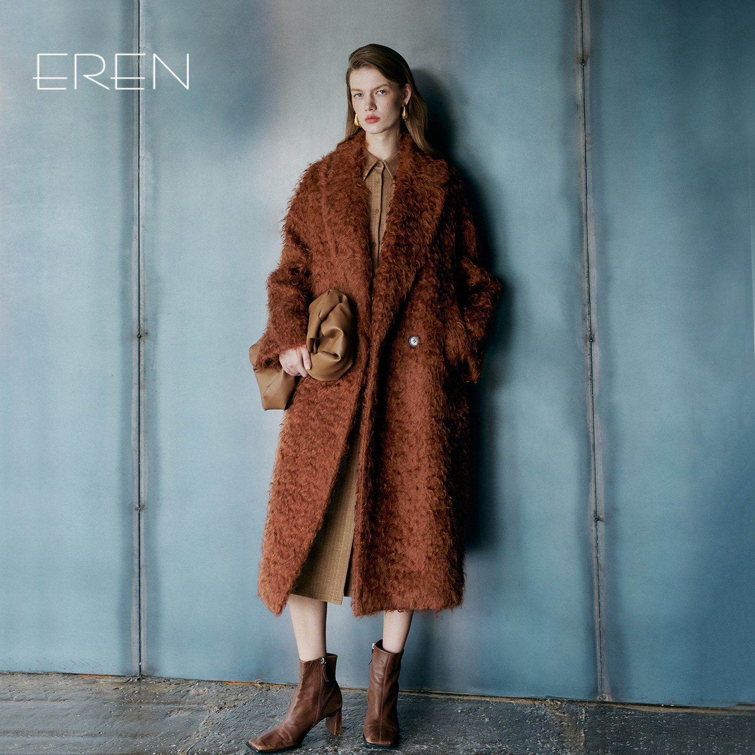EREN奢华马海毛大衣毛毛外套
