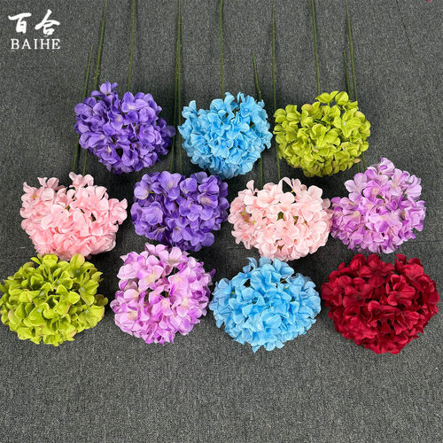 紫粉绣球花仿真棒棒糖婚礼布置