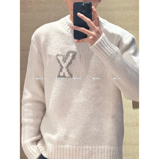 针织衫 休闲百搭宽松情侣装 提花刺绣嵌花针织毛衣男女秋季 天花板