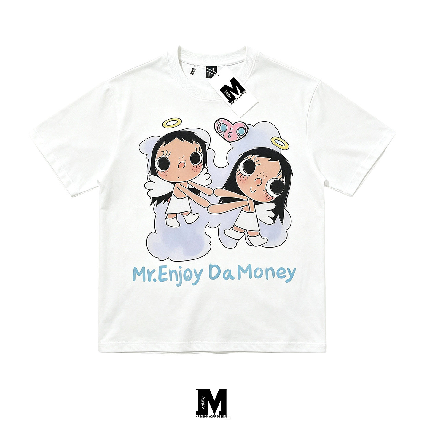 MEDM AGFRx小玉联名-天使爱心印花短袖T恤男女休闲宽松夏季上衣图片