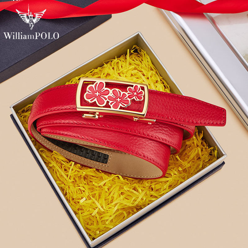 仅亏一天英皇保罗皮带女款真皮自动扣牛皮装饰牛仔裤带时尚纯牛皮