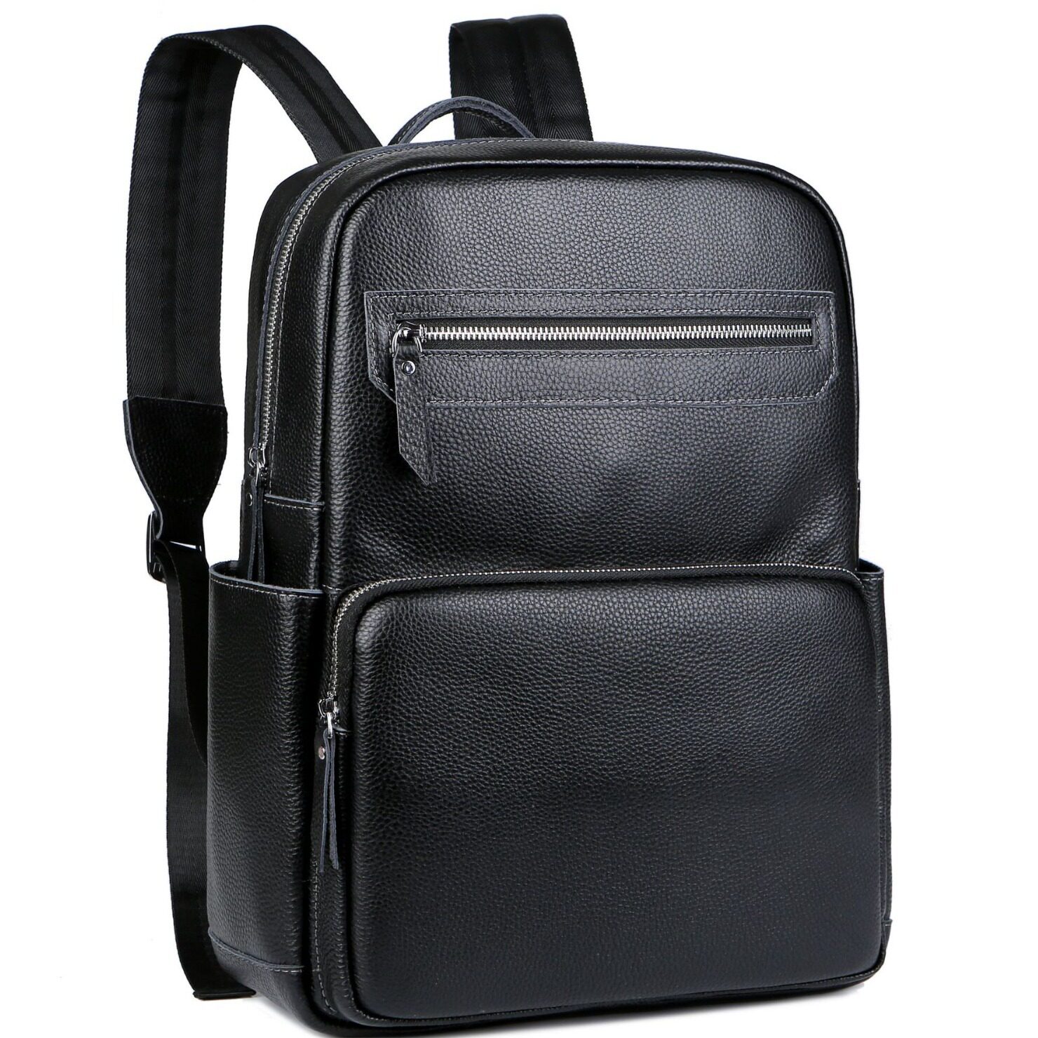 头层牛皮新款 箱包牛津纺大容量电脑背包商务通勤双肩包全新男