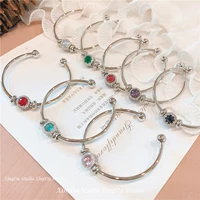 Phiên bản tiếng Hàn của tính cách đơn giản của trái tim đại dương mơ bắt vòng đeo tay nữ điều chỉnh kích thước năm cánh sao chuông - Vòng đeo tay Cuff vòng pandora pnj