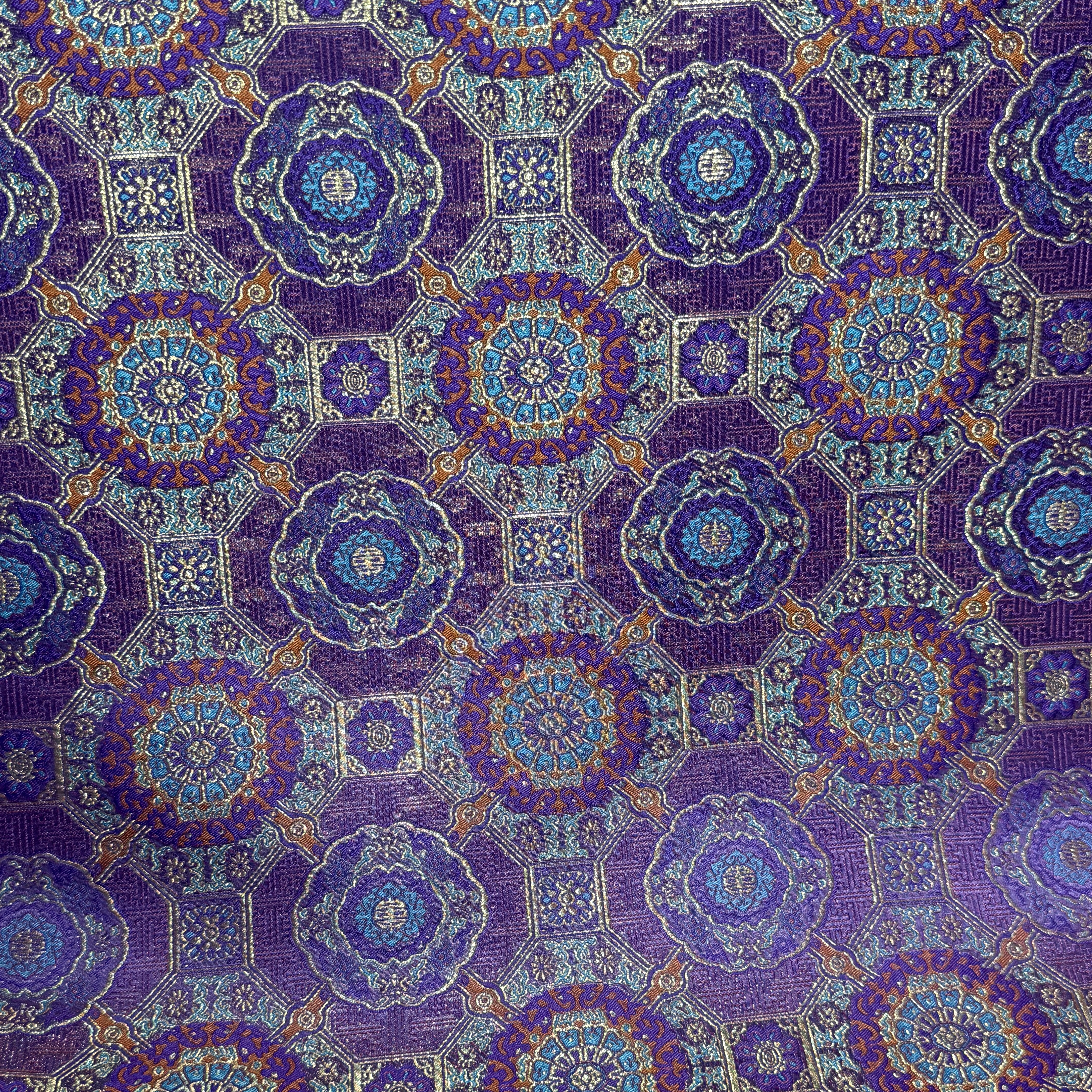 非遗传承织金宋锦粉/紫色八达晕100桑蚕丝（除金线外）面料