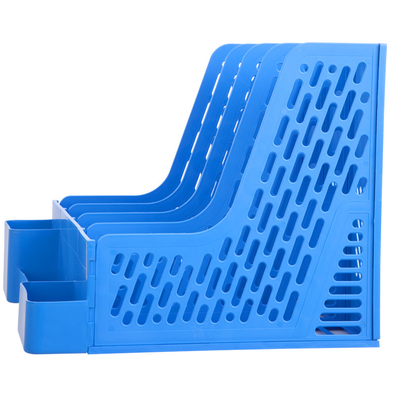 QIXIN B2034 다기능 파일 랙 사무실 정보 랙 4 그리드 책장 파란색 4 조인트 스토리지 랙 파일 프레임