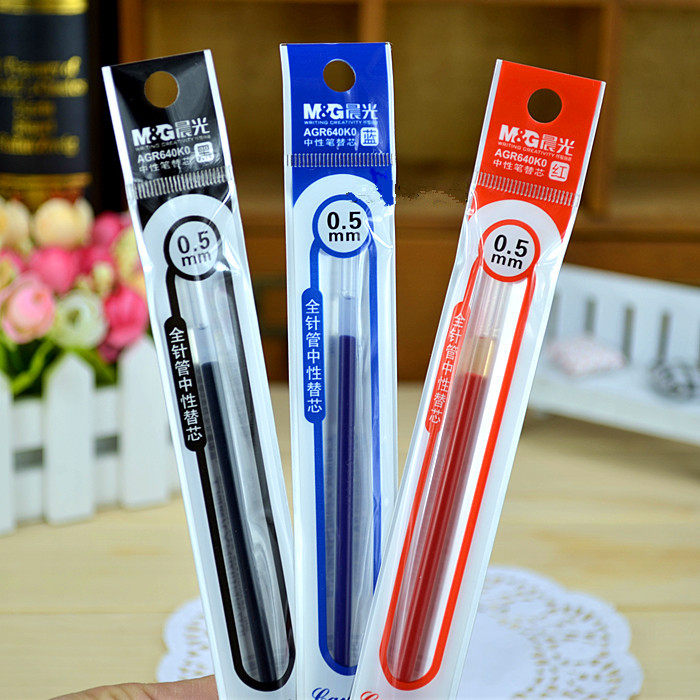 아침 빛 젤 리필 0.5MM 학생 전체 바늘 튜브 교체 부드러운 사무실 물 리필 블랙 레드 블루 AGR640K0