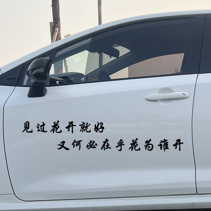 大圆哥车身车尾贴纸见过花开就好又何必在乎花为谁开网红励志车贴