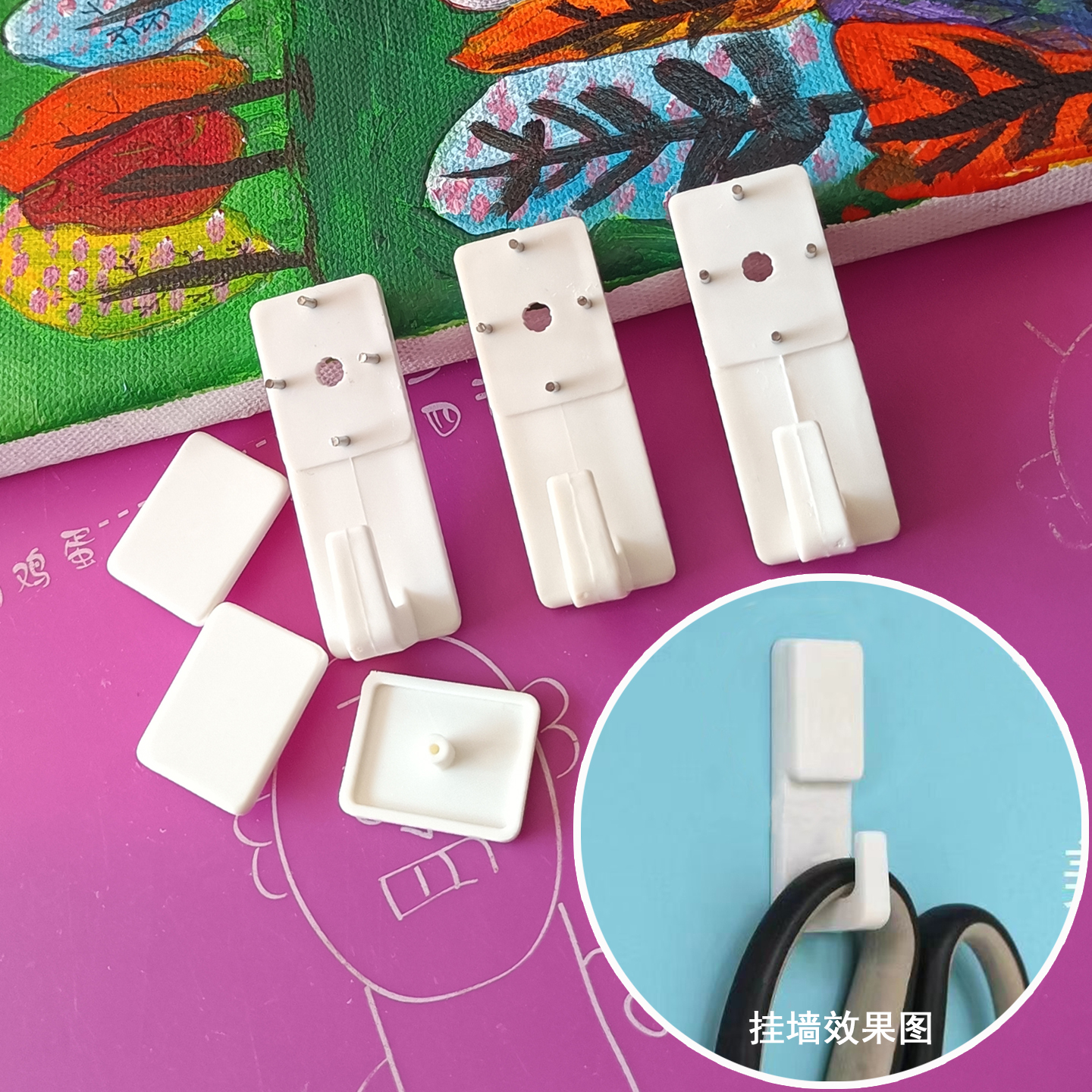 无痕钉挂钩墙钉壁挂钩子家用强力承重大挂勾门后衣帽钩中国结挂钉