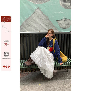 CCKOK 白色蕾丝小花边钩花蛋糕裙2026春夏新款法式少女小众半身裙