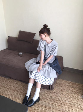 日系纯色宽松连衣裙温柔风短裙