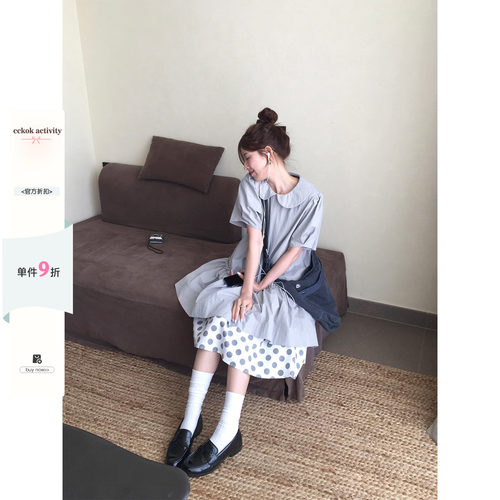 日系纯色宽松连衣裙温柔风短裙