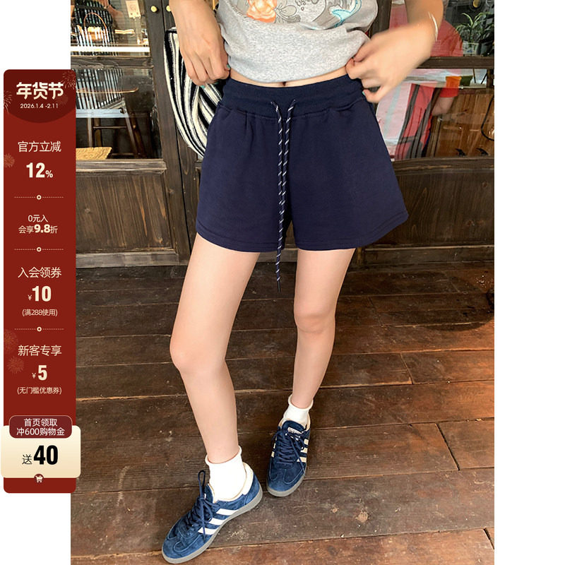 【现货】CCKOK 纯色显腿长简约毛圈卫裤夏季运动休闲抽绳短裤女,女装/女士精品,休闲裤,淘宝优惠券,粉丝福利购,淘宝优惠卷