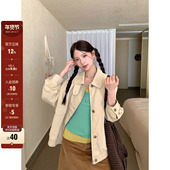 早春韩系通勤穿搭简约卡其色工装 CCKOK 2026新品 外套夹克上衣女