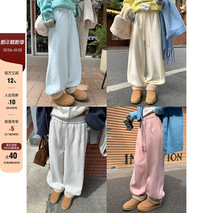 软糯运动休闲直筒裤 CCKOK 新款 2025冬季 女 奶甜色调加厚绒束脚卫裤