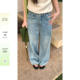 女 韩系通勤百搭洗水柔软磨破做旧浅蓝牛仔裤 CCKOK 早春夏新品