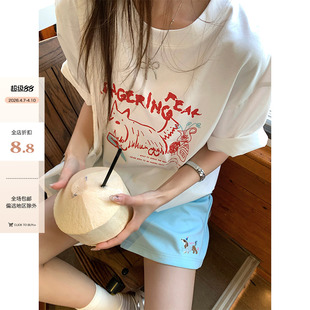 小众设计减龄ins短袖 女 西高地小狗印花宽松T恤2024夏季 CCKOK