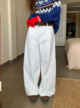 CCKOK 秋冬韩系气质高级感宽松梨形身材纯色日系弯刀阔腿休闲裤女