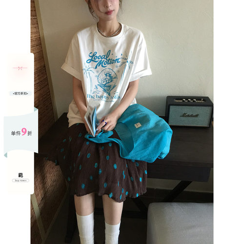 CCKOK美式美人鱼T恤2026夏季新款复古休闲设计小众宽松百搭短袖女