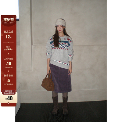 CCKOK爱心方格费尔岛提花毛衣