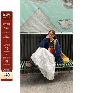 CCKOK 白色蕾丝小花边钩花蛋糕裙2025秋季新款法式少女小众半身裙