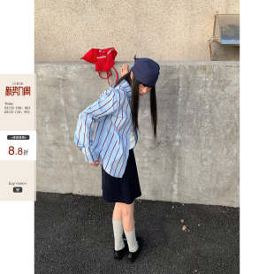 2026早春韩系通勤穿搭休闲风撞色竖条纹正肩衬衫 CCKOK 女 现货