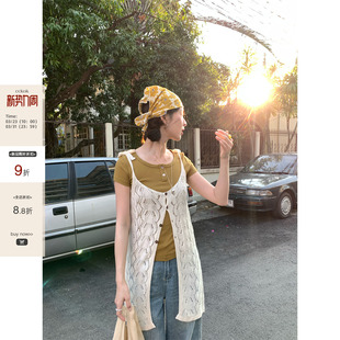 小众打底内搭外穿女 新款 CCKOK 镂空提花绑带针织叠穿背心2026夏季