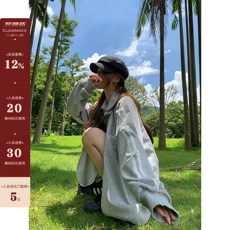 CCKOK丝绒蝴蝶结卫衣套装