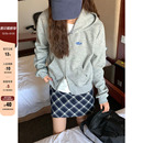 运动休闲开衫 新款 女 简约纯色正肩拉链连帽卫衣外套2025秋季 CCKOK