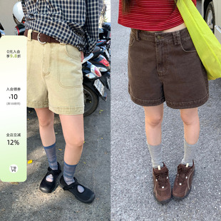 CCKOK 洗褪超柔质感100%棉休闲短裤2026春夏新款直筒阔腿五分裤女