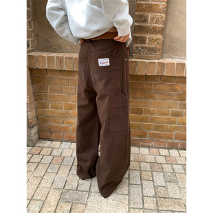 简约纯色美式 复古设计直筒阔腿裤 工装 2026春夏新款 女 休闲裤 CCKOK