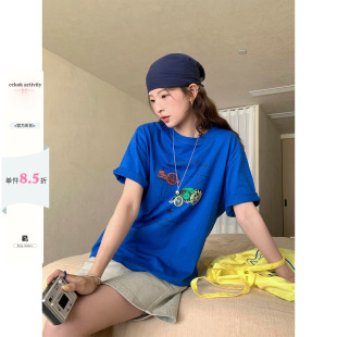 CCKOK 古着vintage薄款印花短袖2026夏季新款宽松休闲复古T恤女