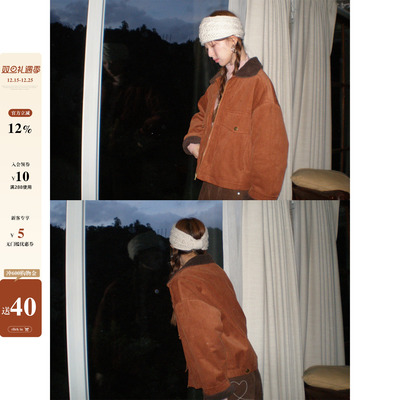 CCKOK羔毛翻领灯芯绒外套