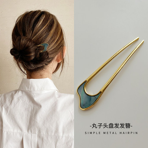 时尚气质现代风后脑勺丸子头盘发神器发簪头饰韩版发插簪子发饰 - 封面