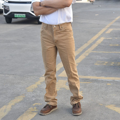 高腰男士无弹力牛仔裤修身