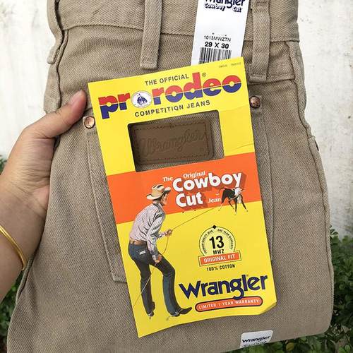 高腰直筒牛仔裤wrangler纯棉无弹