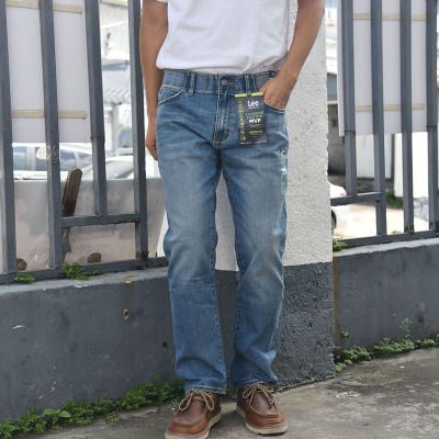 牛仔裤中腰宽松运动微锥高弹