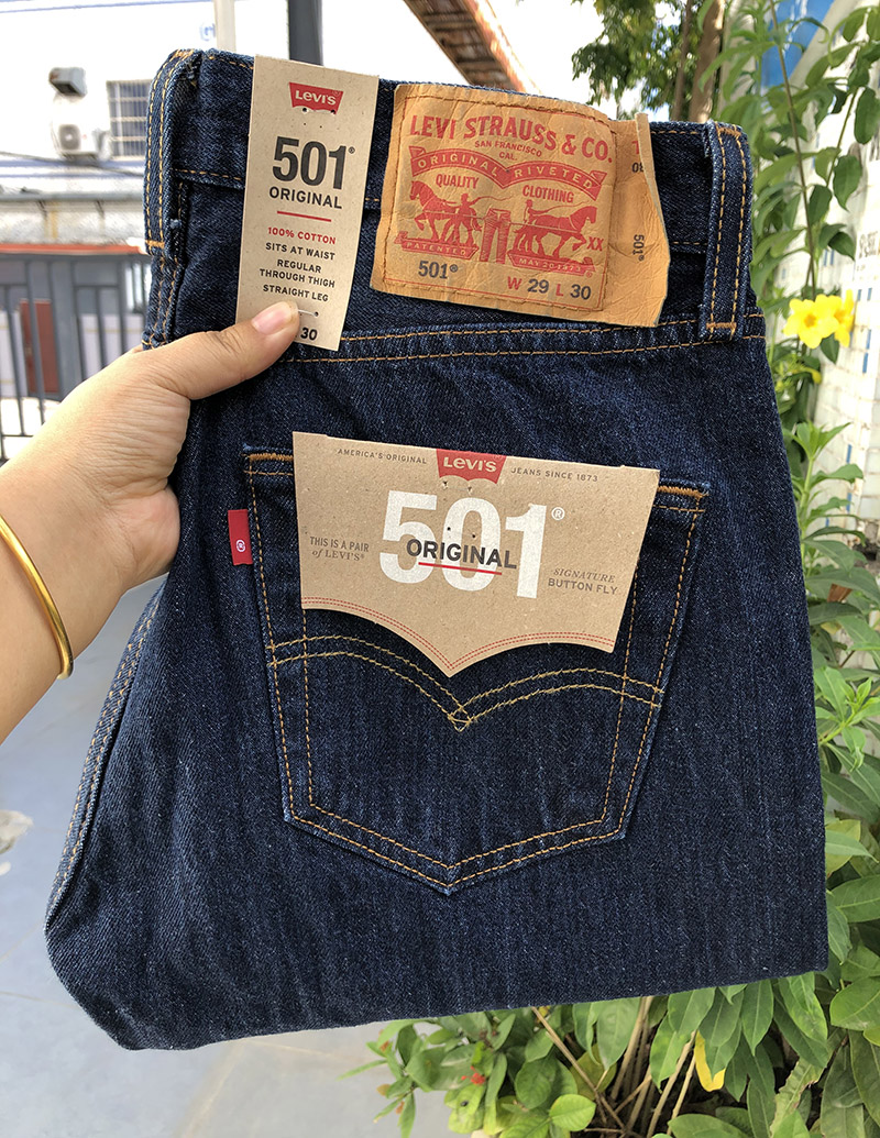 14.39oz美国正品Levi's李维斯501中腰直筒纯棉原色牛仔裤男0115