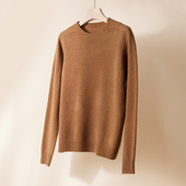 基础款 100%羊毛衫 圆领保暖纯色宽松慵懒套头毛衣女士针织打底秋冬