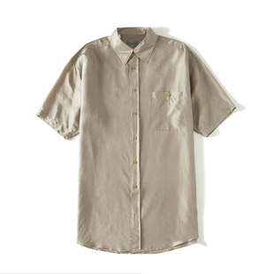 xuhuang 电力纺 徐凰欧美户外宽松梭织光面真丝衬衫 绸缎男蚕丝短袖