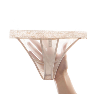 丝滑100%真丝丝绸性感超薄桑蚕丝内裤女情调丁字裤一根线T裤夏季