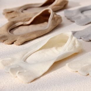 80%桑蚕丝女士五指船袜绢丝隐形袜拇指外翻矫正分趾袜子防臭防滑