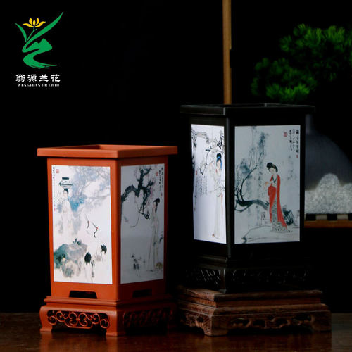 美观彩绘兰花盆高档树脂仿紫砂盆