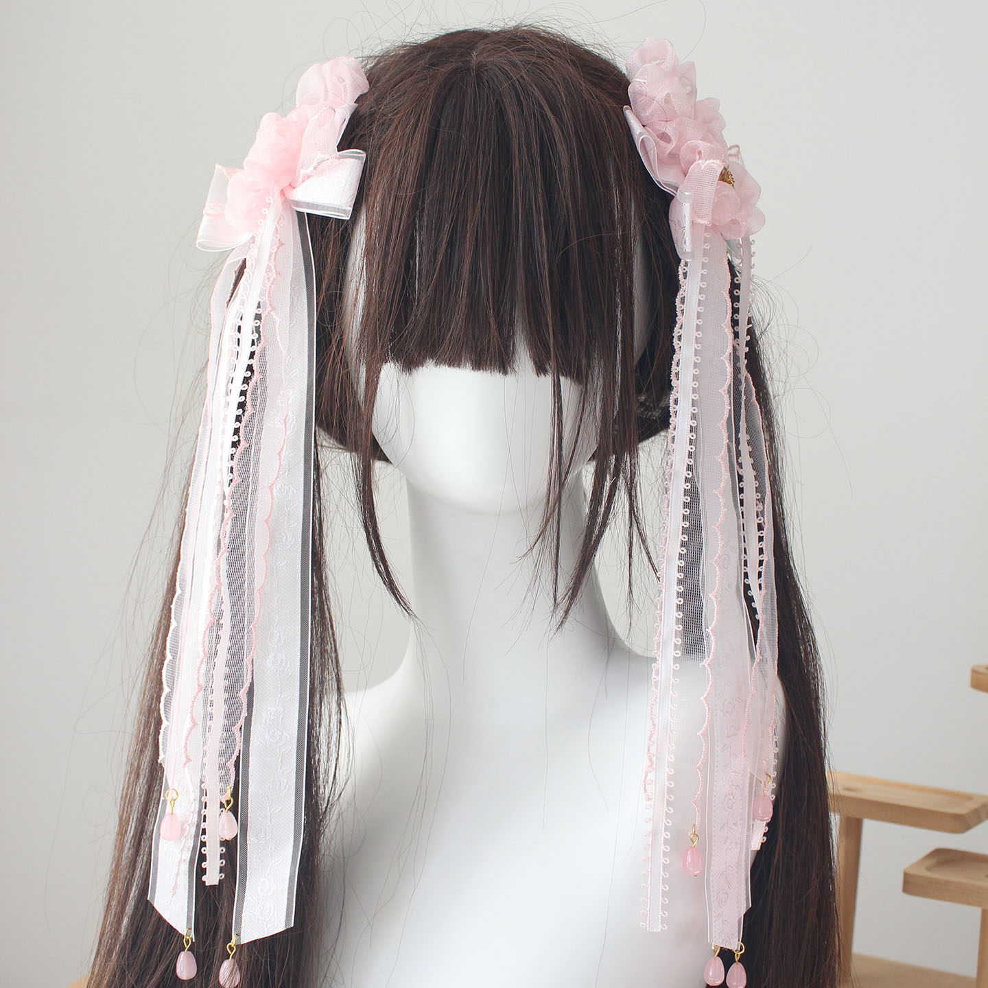 杏花微雨 边夹 lolita手作甄嬛传联名古风粉色樱花长飘带对夹发饰,模玩/动漫/周边/娃圈三坑/桌游,lolita洛丽塔配饰小物/道具,淘宝优惠券,粉丝福利购,淘宝优惠卷